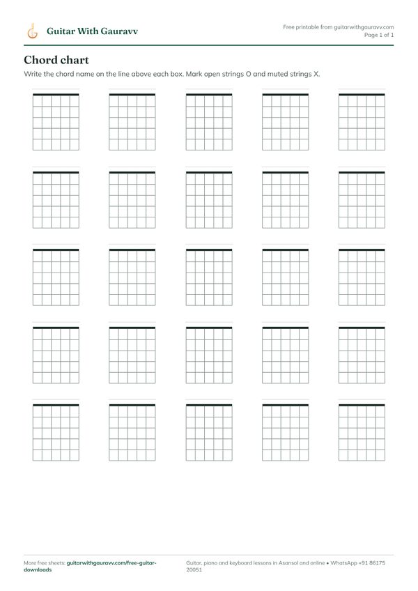 Preview of the Blank Chord Chart Sheets PDF