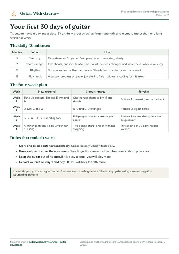 Preview of the 30-Day Practice Plan and Log PDF